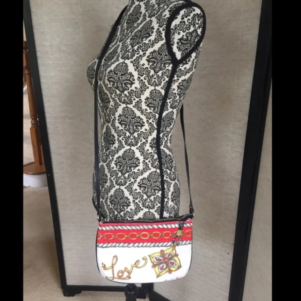 Brighton Glitter &Go Pouch Jewels Love Chain Print Tassel MiniCrossbody Bag NWOT